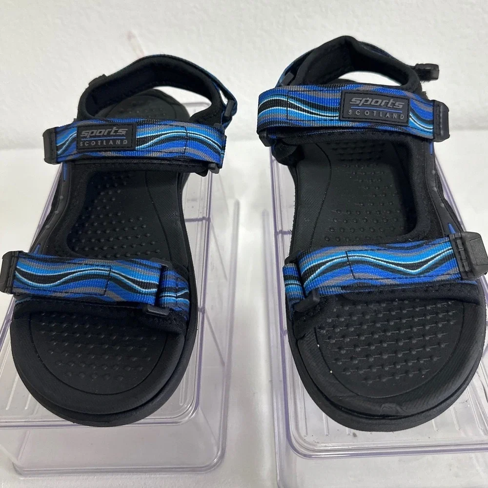 Sports Scotland Kids Sandals Black Blue Adjustable Straps Comfort Shoes